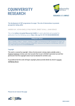 The development of CBT programmes for anger: The role of interventions to promote perspective-taking skills