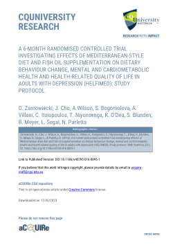 A 6-month randomised controlled trial investigating effects of Mediterranean-style diet and fish oil supplementation on dietary behaviour change, mental and cardiometabolic health and health-related quality of life in adults with depression (HELFIMED): Study protocol