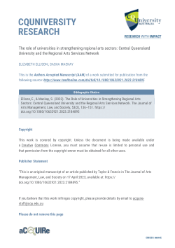 The role of universities in strengthening regional arts sectors: Central Queensland University and the Regional Arts Services Network