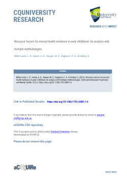 Resource factors for mental health resilience in early childhood: An analysis with multiple methodologies