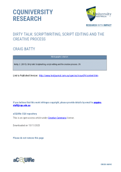 Dirty talk: Scriptwriting, script editing and the creative process