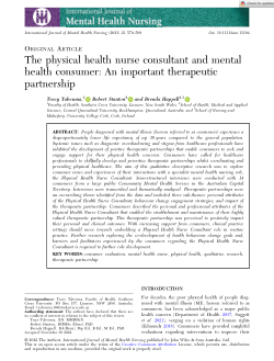 The physical health nurse consultant and mental health consumer: An important therapeutic partnership