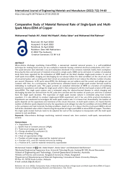 Comparative study of material removal rate of single-spark and multi-spark micro-EDM of copper