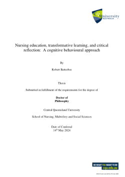 Nursing education, transformative learning, and critical reflection:  A cognitive behavioural approach.