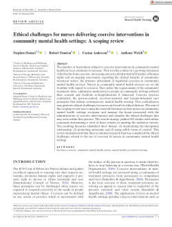 Ethical challenges for nurses delivering coercive interventions in community mental health settings: A scoping review