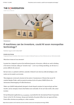 If machines can be inventors, could AI soon monopolise technology?