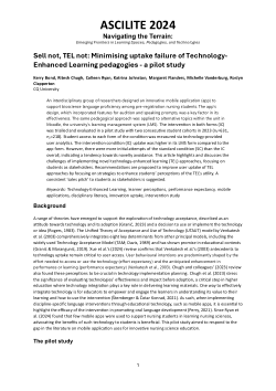 Sell not, TEL not: Minimising uptake failure of Technology-enhanced learning pedagogies - A pilot study