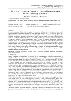 Emotional literacy and granularity: Gaps and opportunities in business leadership frameworks