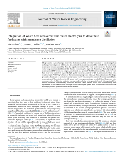 Integration of waste heat recovered from water electrolysis to desalinate feedwater with membrane distillation