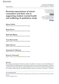 Parental expectations of school counsellors and their role in supporting student mental health and wellbeing: A qualitative study