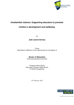 Intrafamilial violence: Supporting educators to promote children's development and wellbeing.