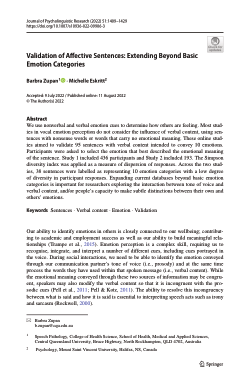 Validation of affective sentences: Extending beyond basic emotion categories