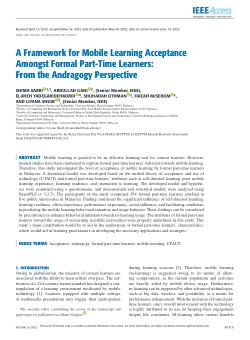 A framework for mobile learning acceptance amongst formal part-time learners: From the andragogy perspective