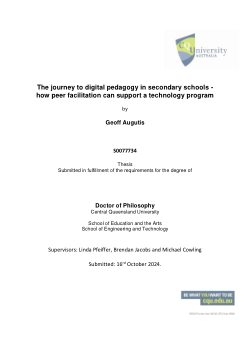 The journey to digital pedagogy in secondary schools - how peer facilitation can support a technology program