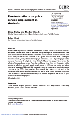 Pandemic effects on public service employment in Australia