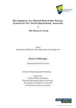 Development of a Hybrid Renewable Energy System for Far North Queensland, Australia