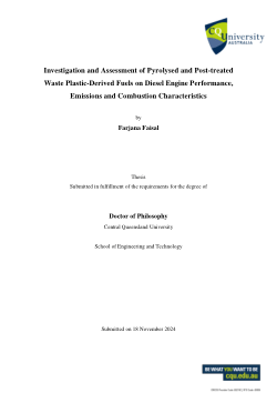 Investigation and Assessment of Pyrolysed and Post-treated Waste Plastic-Derived Fuels on Diesel Engine Performance, Emissions and Combustion Characteristics