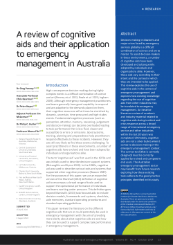 A review of cognitive aids and their application to emergency management in Australia