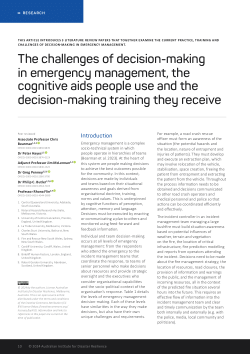 The challenges of decision-making in emergency management, the cognitive aids people use and the decision-making training they receive