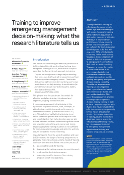 Training to improve emergency management decision-making: What the research literature tells us
