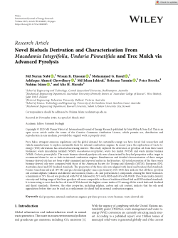 Novel biofuels derivation and characterisation from macadamia integrifolia, Undaria pinnatifida and tree mulch via advanced pyrolysis