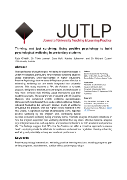 Thriving, not just surviving: Using positive psychology to build psychological wellbeing in pre-tertiary students