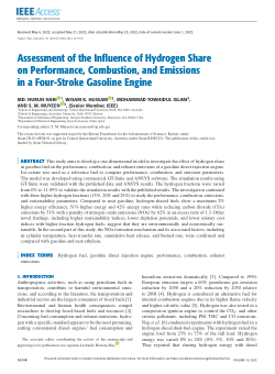Assessment of the influence of hydrogen share on performance, combustion, and emissions in a four-stroke gasoline engine