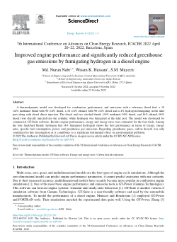 Improved engine performance and significantly reduced greenhouse gas emissions by fumigating hydrogen in a diesel engine