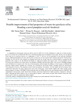 Notable improvement of fuel properties of waste tire pyrolysis oil by blending a novel pumpkin seed oil–biodiesel