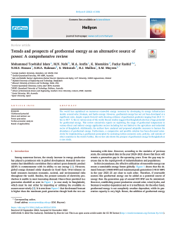 Trends and prospects of geothermal energy as an alternative source of power: A comprehensive review
