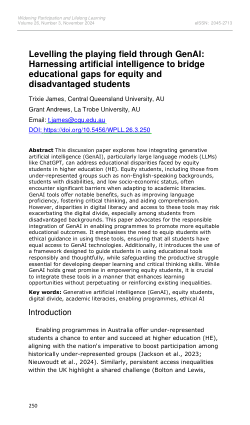 Levelling the playing field through GenAI: Harnessing artificial intelligence to bridge educational gaps for equity and disadvantaged students