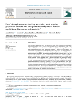 Firms’ strategic responses to rising uncertainty amid ongoing geopolitical tensions: The synergistic mediating role of network capability and innovation ambidexterity