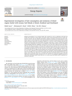 Experimental investigation of fuel consumption and emissions of diesel engine fueled with ternary fuel blends of diesel, biodiesel and bioethanol