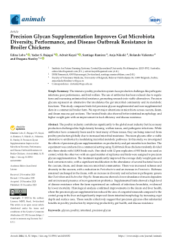 Precision glycan supplementation improves gut microbiota diversity, Performance, and Disease Outbreak Resistance in Broiler Chickens