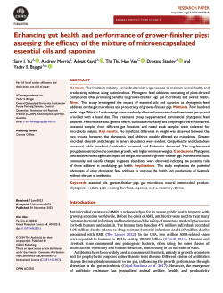 Enhancing gut health and performance of grower-finisher pigs: Assessing the efficacy of the mixture of microencapsulated essential oils and saponins