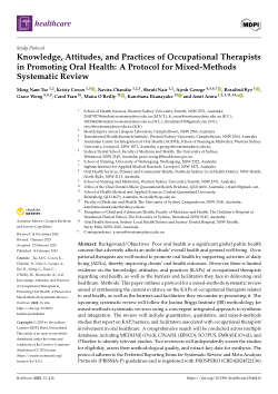 Knowledge, attitudes, and practices of occupational therapists in promoting oral health: A protocol for mixed-methods systematic review