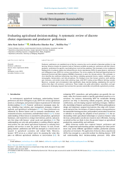 Evaluating agricultural decision-making: A systematic review of discrete choice experiments and producers' preferences