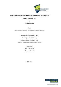 Benchmarking new methods for estimation of weight of mango fruit on tree