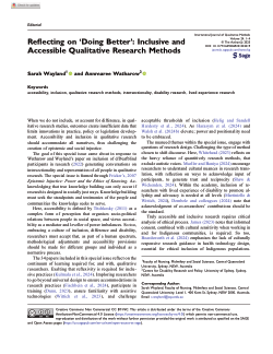 Reflecting on ‘doing better’: Inclusive and accessible qualitative research methods