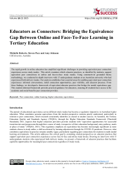 Educators as connectors: Bridging the equivalence gap between online and face-to-face learning in tertiary education