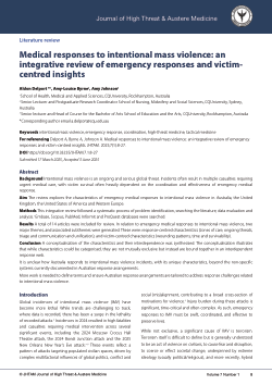 Medical responses to intentional mass violence: An  integrative review of emergency responses and victim centred insights
