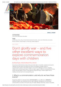 Don’t glorify war – and five other excellent ways to explore commemoration days with children