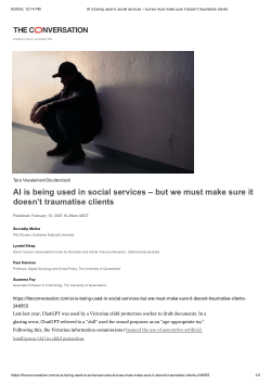 AI is being used in social services – but we must make sure it doesn’t traumatise client
