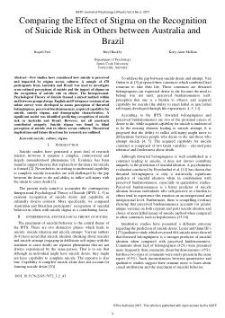 Comparing the Effect of Stigma on the Recognition of Suicide Risk in Others between Australia and Brazil
