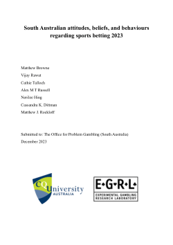 South Australian attitudes, beliefs, and behaviours regarding sports betting 2023