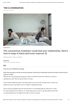 The coronavirus lockdown could test your relationship. Here’s how to keep it intact (and even improve it)
