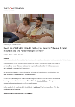 Does conflict with friends make you squirm?  Doing it right might make the relationship stronger