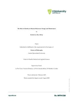 The role of identity in human behaviour change and maintenance