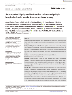 Self-reported dignity and factors that influence dignity in hospitalised older adults: A cross-sectional survey.
