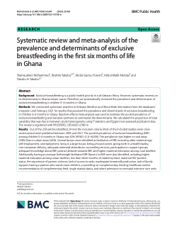 Systematic review and meta-analysis of the prevalence and determinants of exclusive breastfeeding in the first six months of life in Ghana